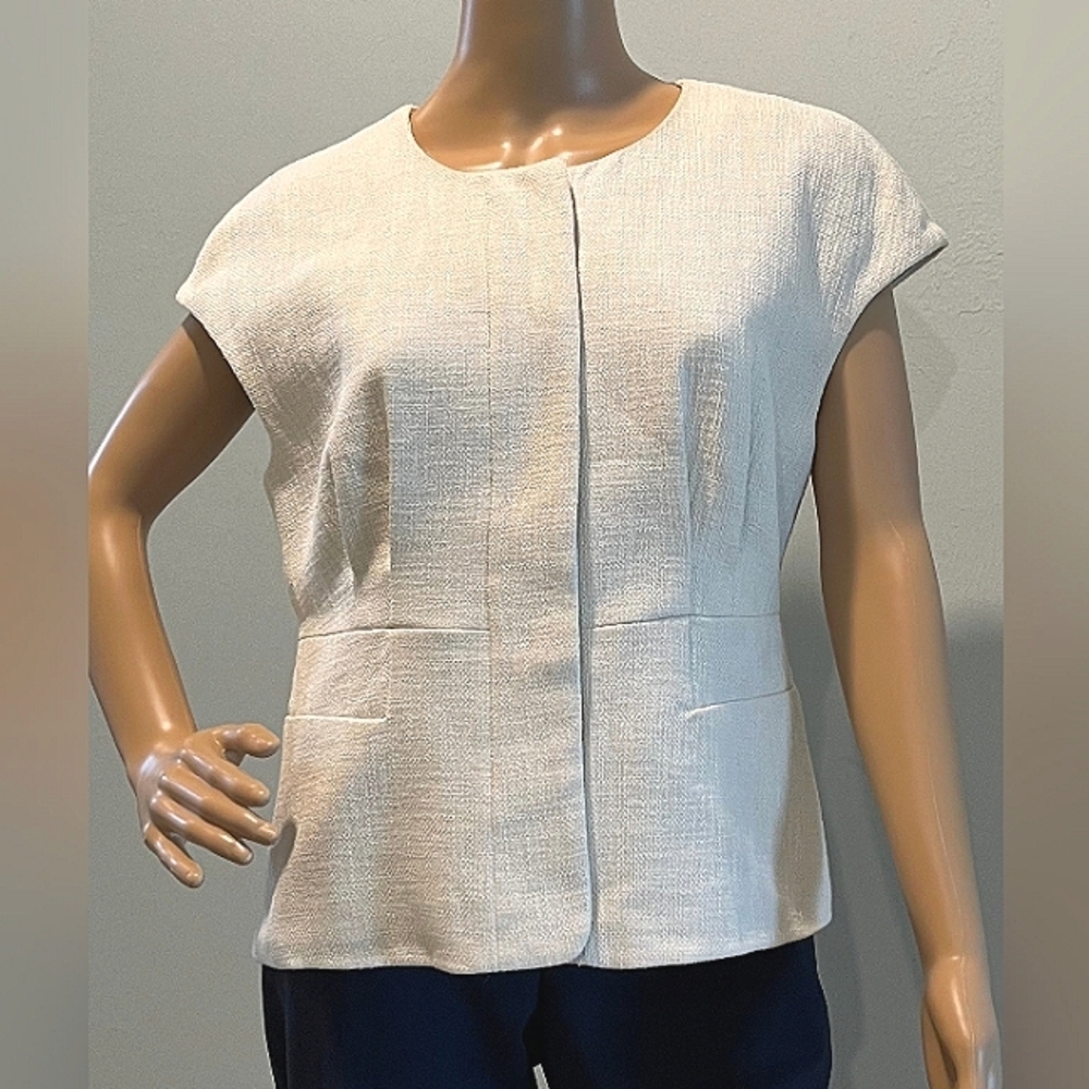 J Crew Cap Sleeve Ivory Textured Vest Size 8 New With Tags
